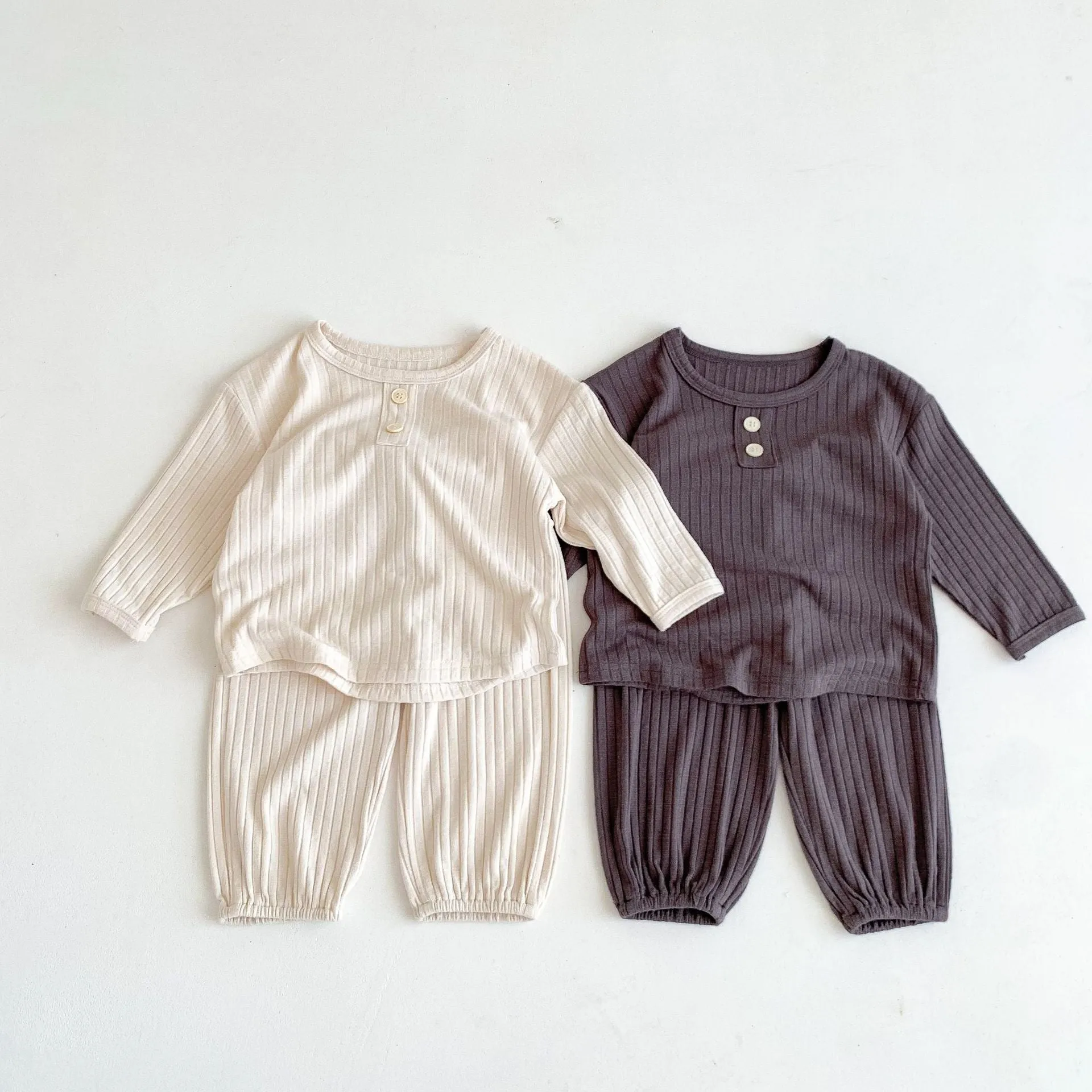 2 Pieces Set Baby Kid Girls Boys Solid Color Tops And Pants Wholesale 23101911