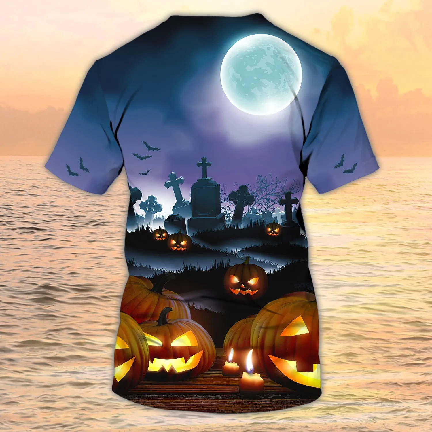 3D All Over Print Pumpkin With Grave Halloween Tshirt Mens Halloween Shirt