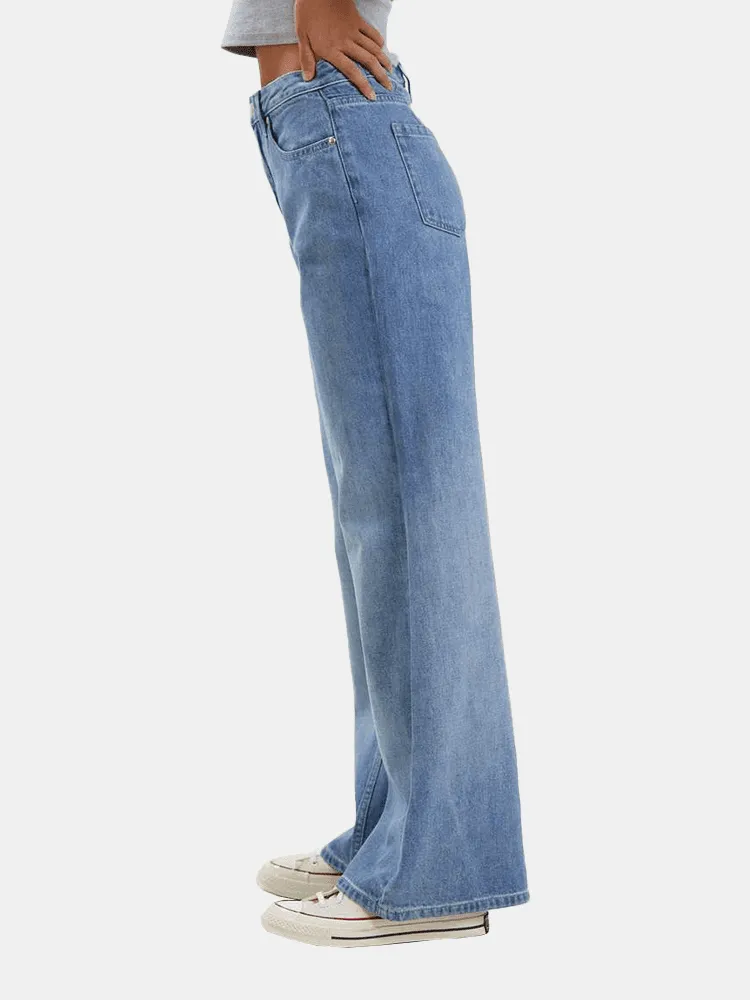 Afends Gigi Hemp Denim Flared Leg Jeans - Worn Blue