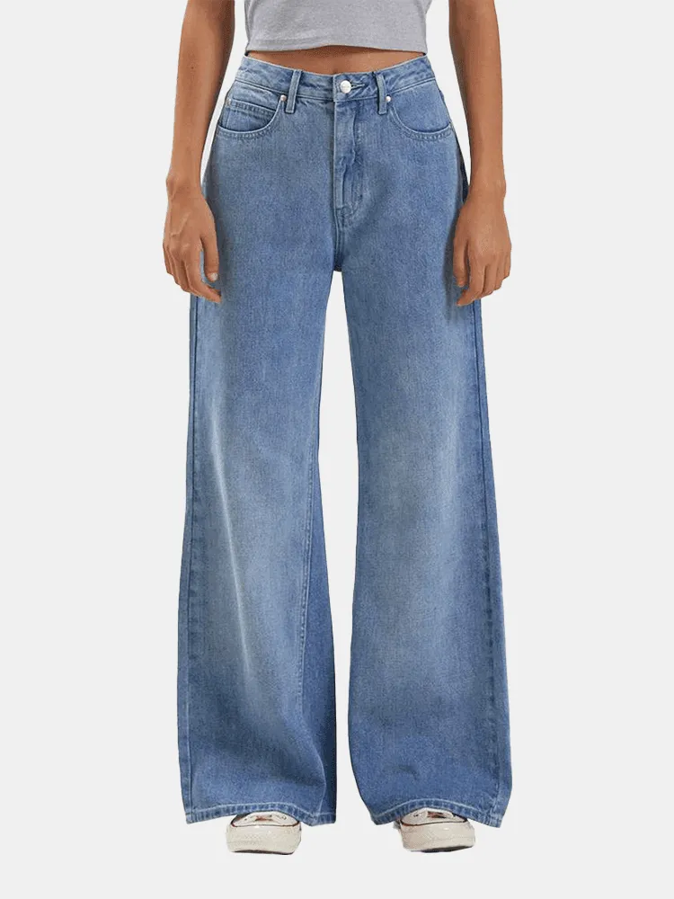 Afends Gigi Hemp Denim Flared Leg Jeans - Worn Blue