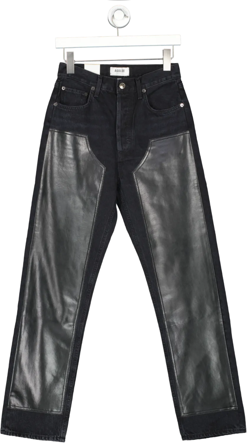 AGOLDE Black Ryder Jeans With Leather Panels W25