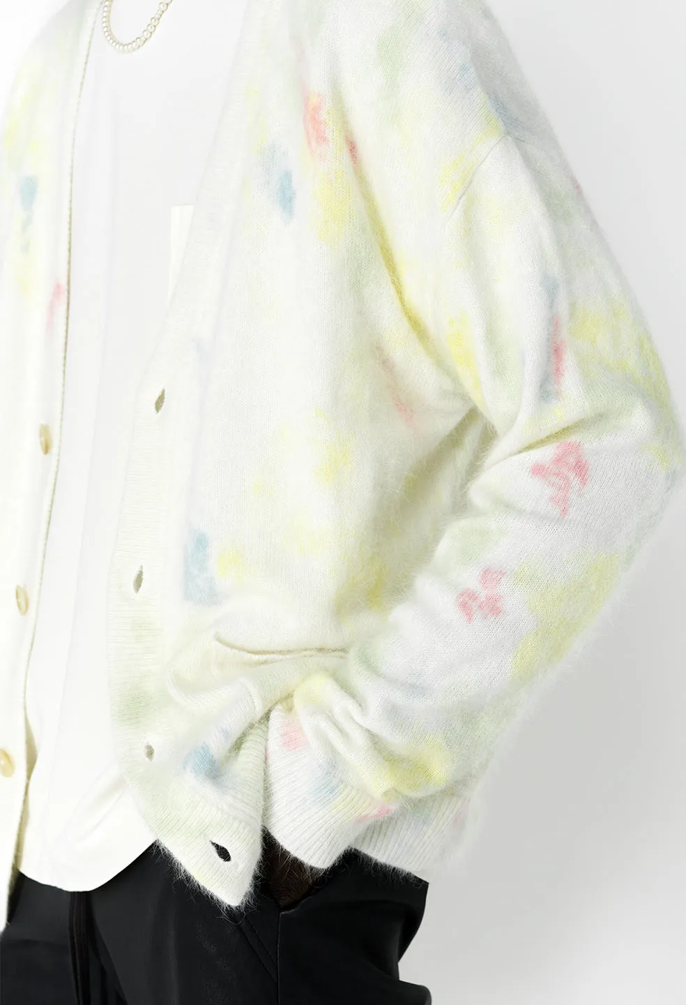 Angora Cardigan / Ivory Skittles