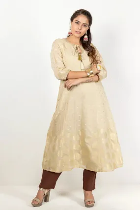 Beige & Gold Chanderi Kurta