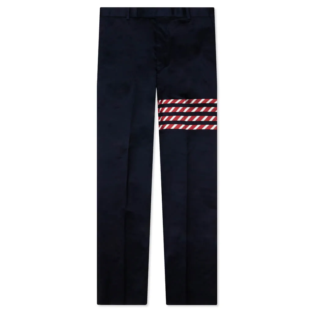 Belt Loop Straight Leg w/ Silk 4 Bar Trouser - Navy