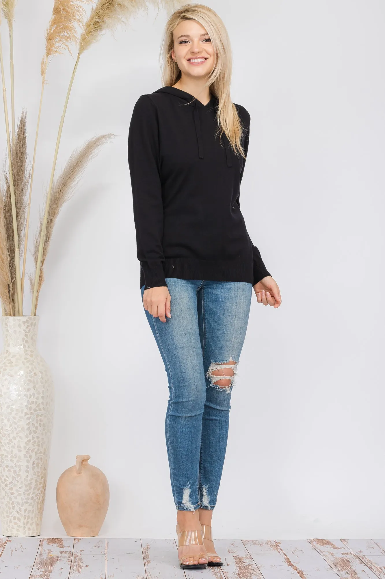 Black Laid Back Sweater Hoodie