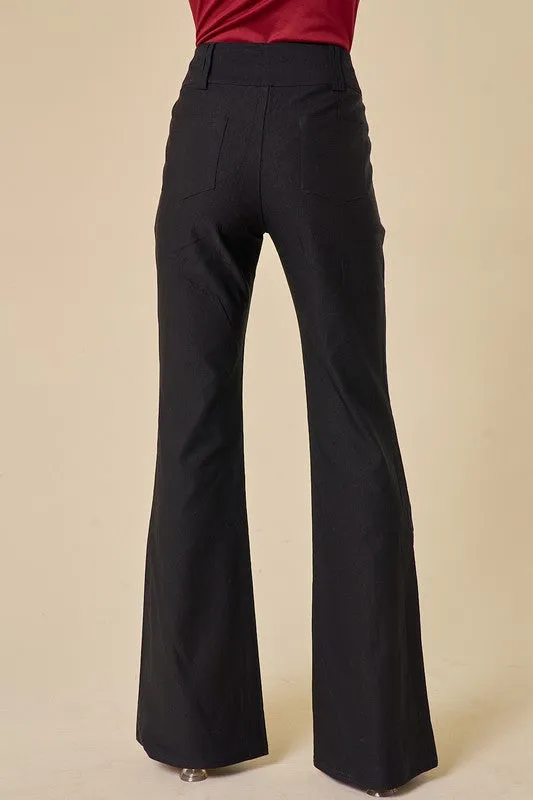 Black Low Rise Kick Flare Pants