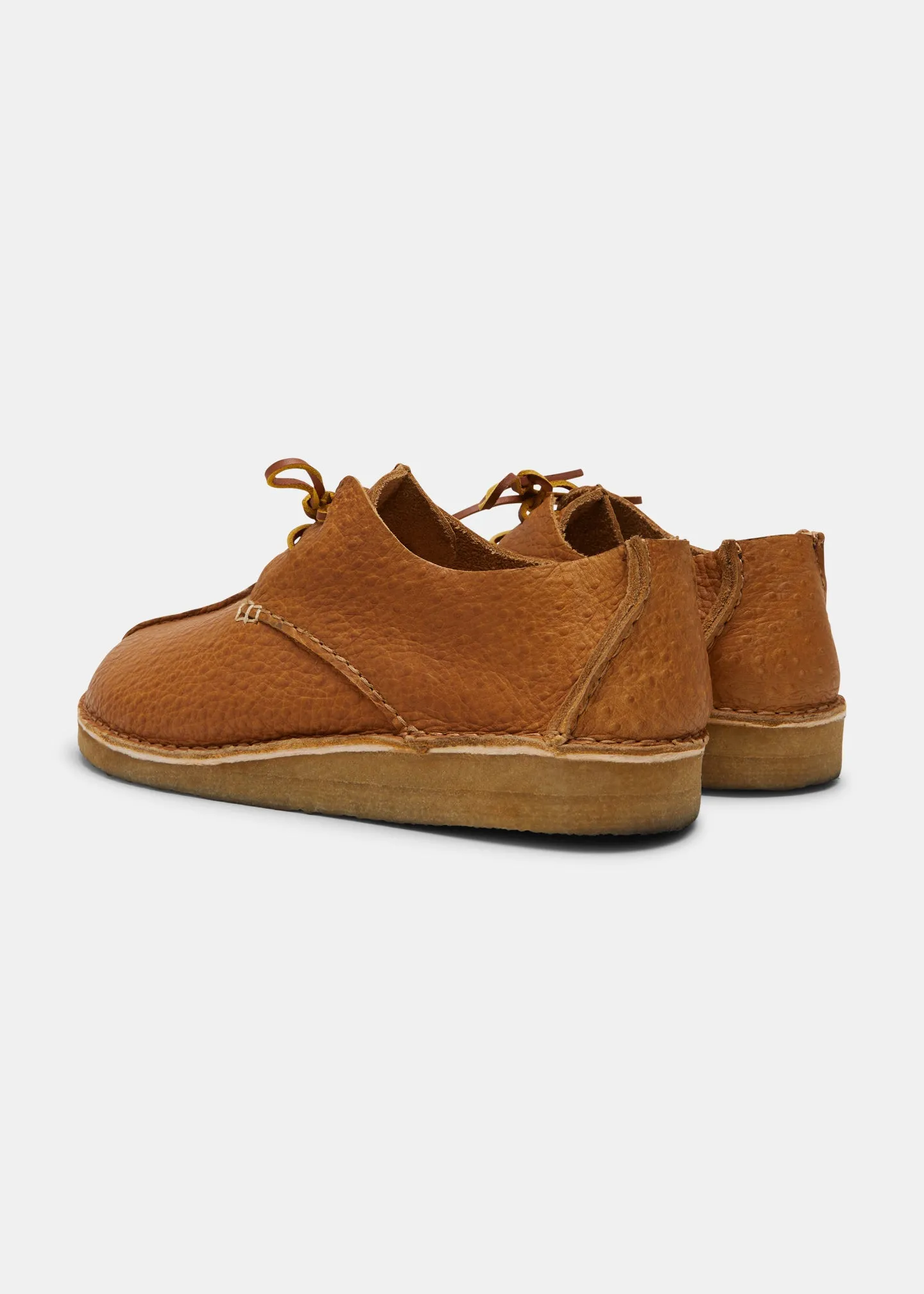 Caden Centre Seam Textured Ostrich Leather Shoe - Honey