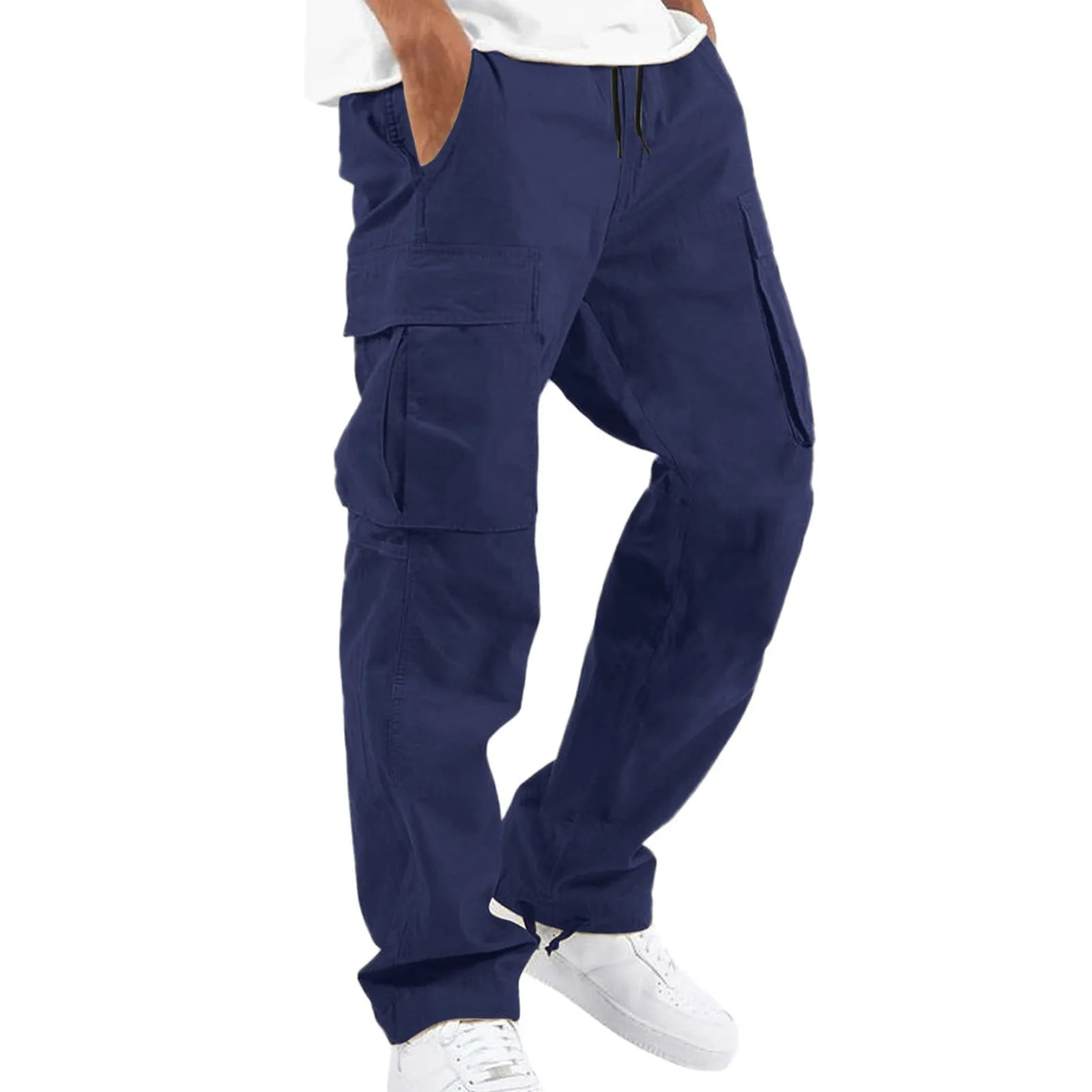 CASUAL COTTON DRAWSTRING MULTI-POCKETS CARGO PANTS