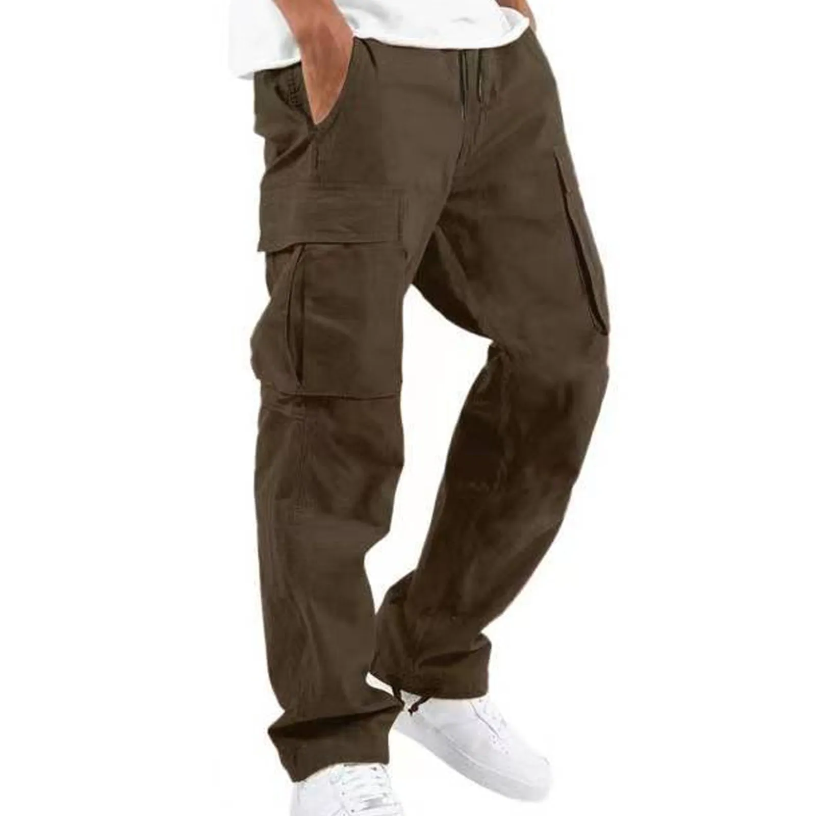 CASUAL COTTON DRAWSTRING MULTI-POCKETS CARGO PANTS