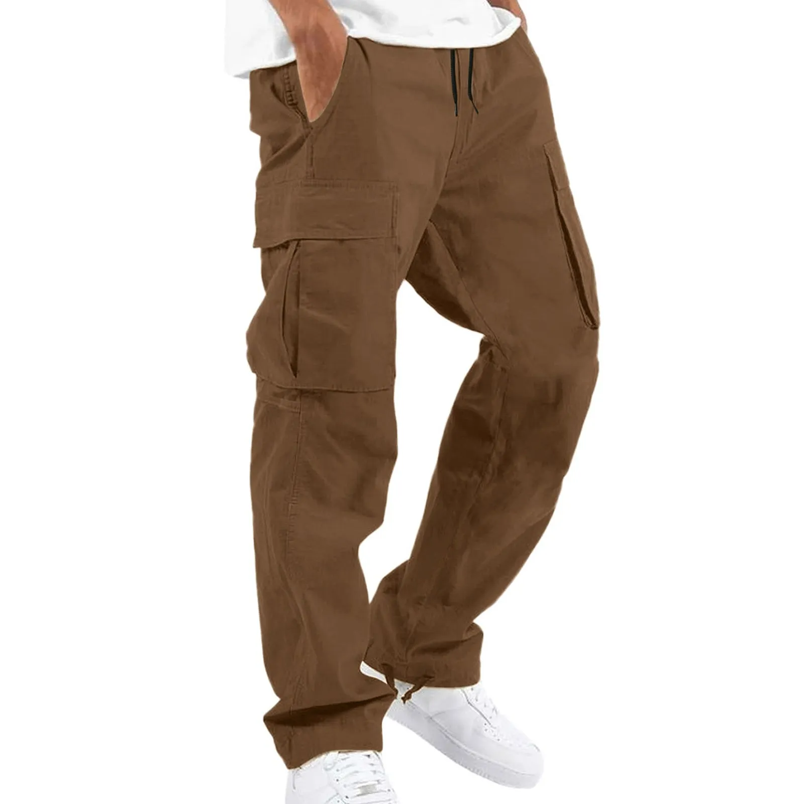 CASUAL COTTON DRAWSTRING MULTI-POCKETS CARGO PANTS