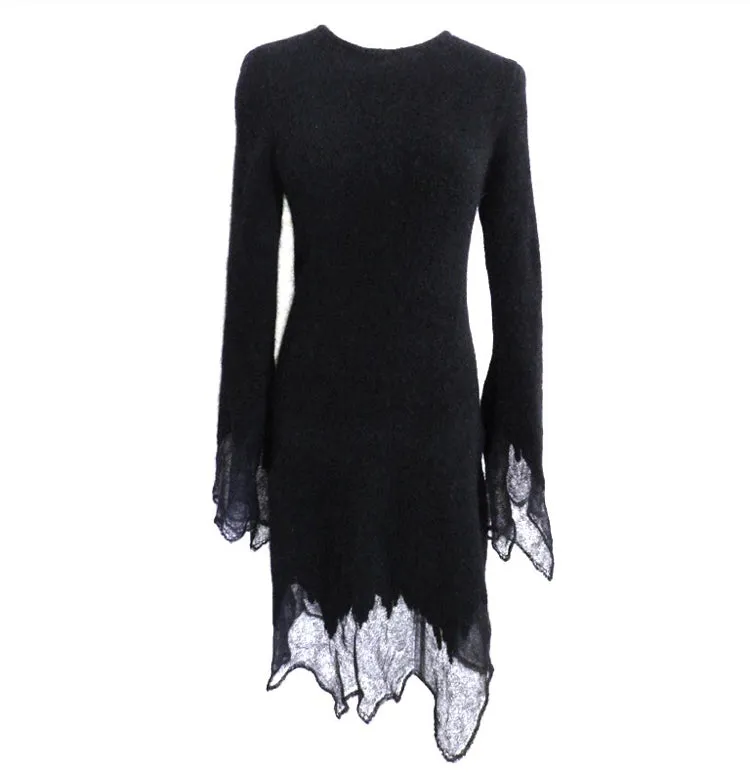 Chanel 09A 2009 Fall Runway Black Sweater Dress FR 34 US 4