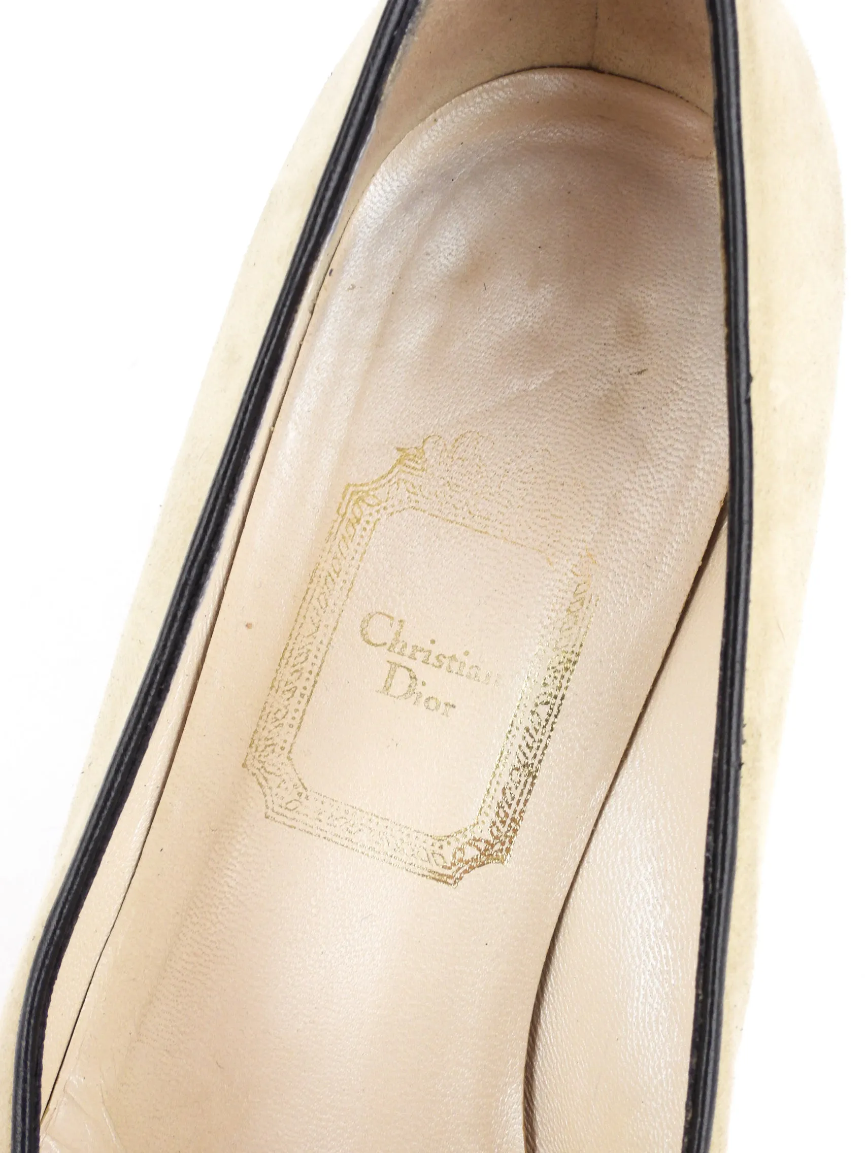 Christian Dior Vintage Beige Suede Leather Pumps - 37 EU