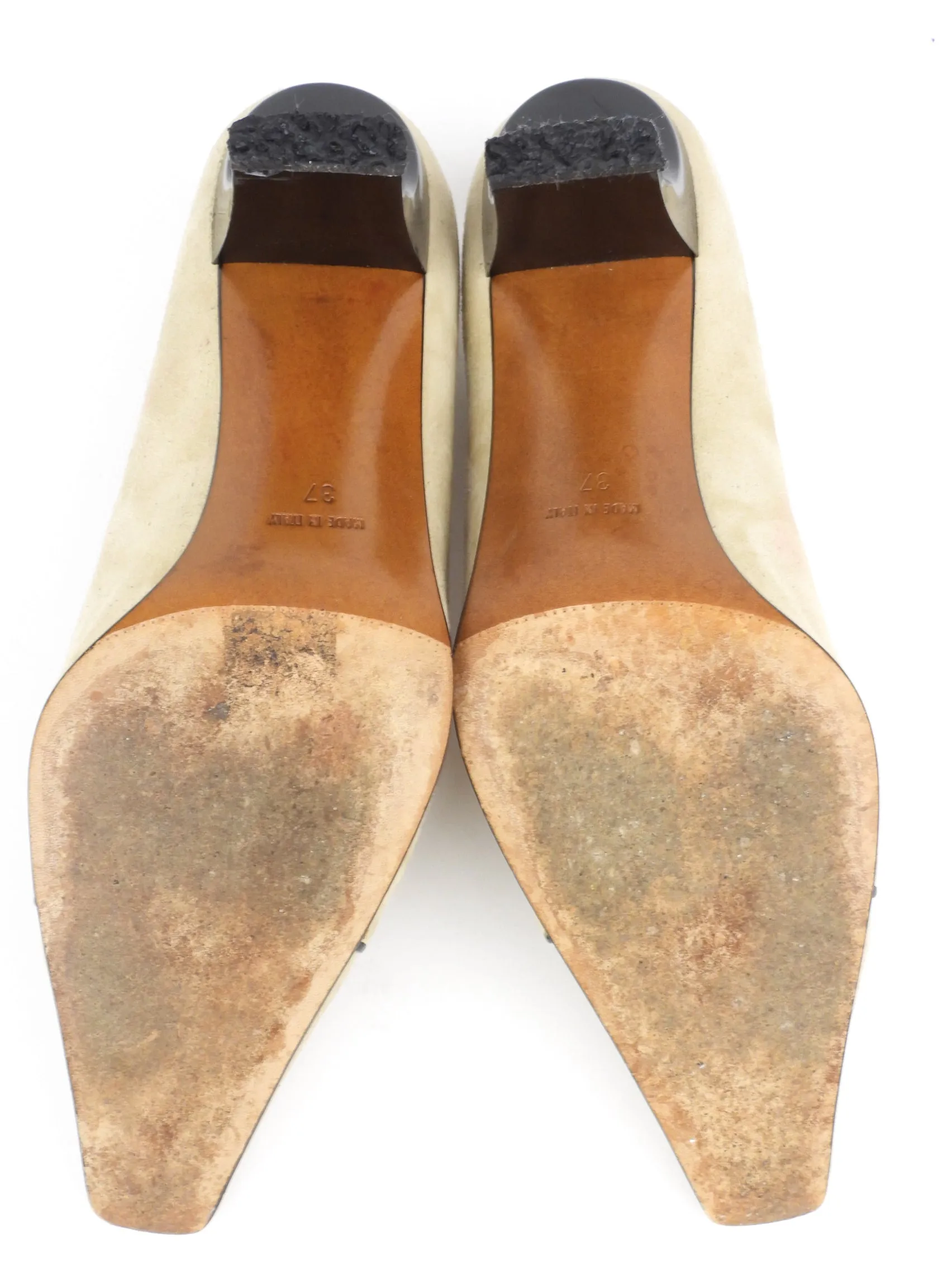 Christian Dior Vintage Beige Suede Leather Pumps - 37 EU