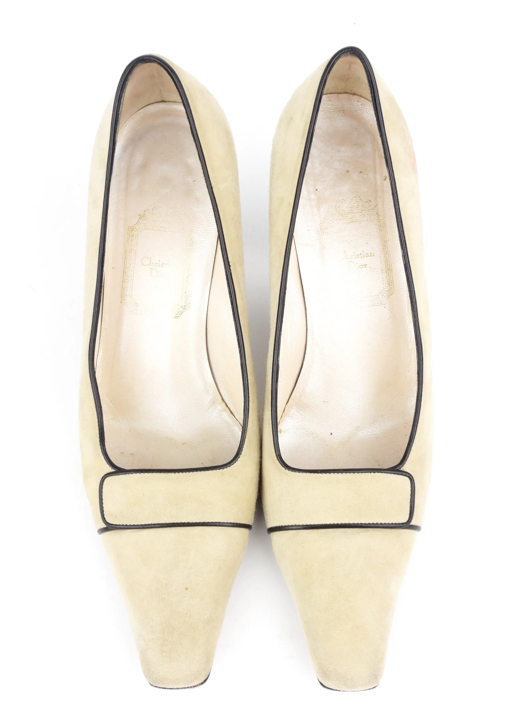 Christian Dior Vintage Beige Suede Leather Pumps - 37 EU