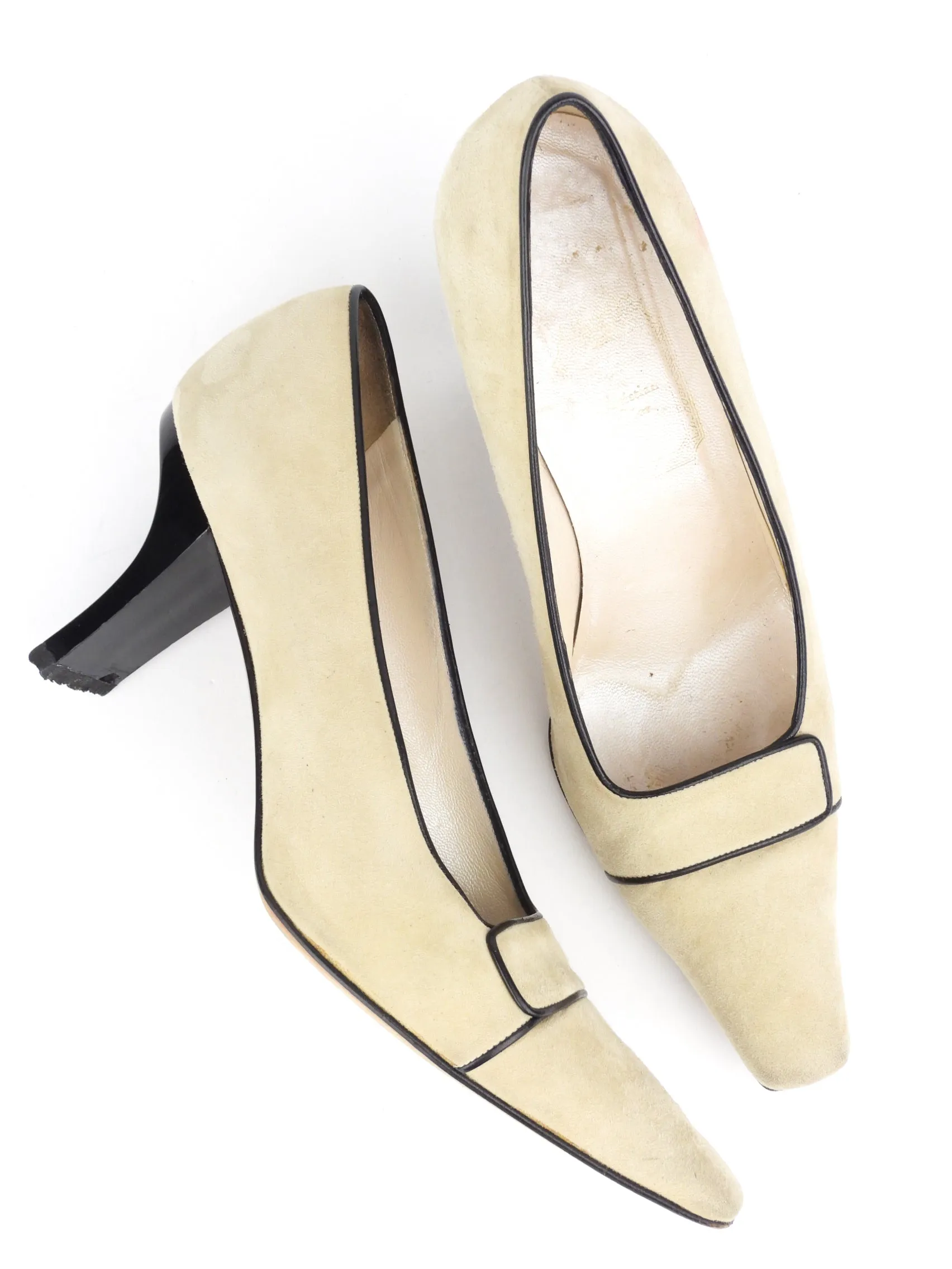 Christian Dior Vintage Beige Suede Leather Pumps - 37 EU