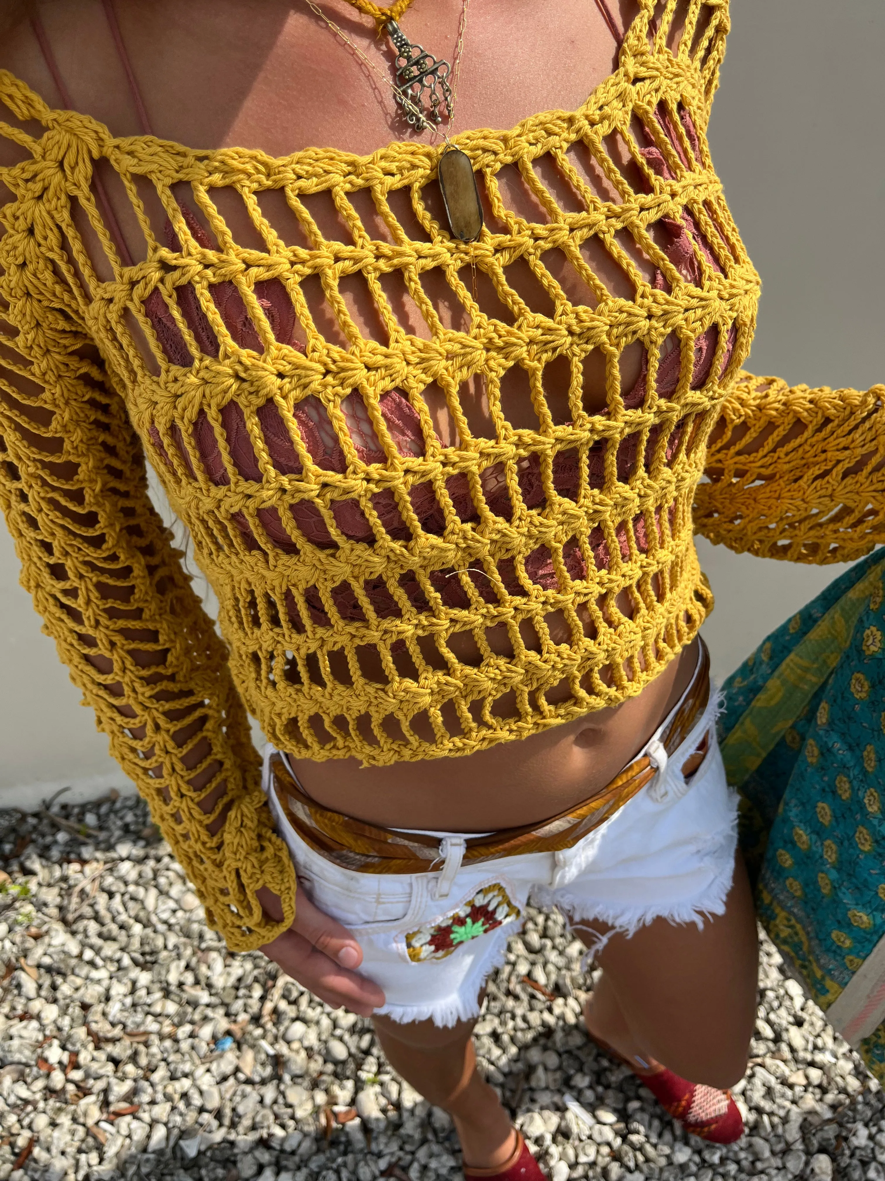 Cover Me in Sunshine Crochet Sweater