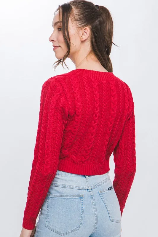 Cropped Cable Knit Sweater Top