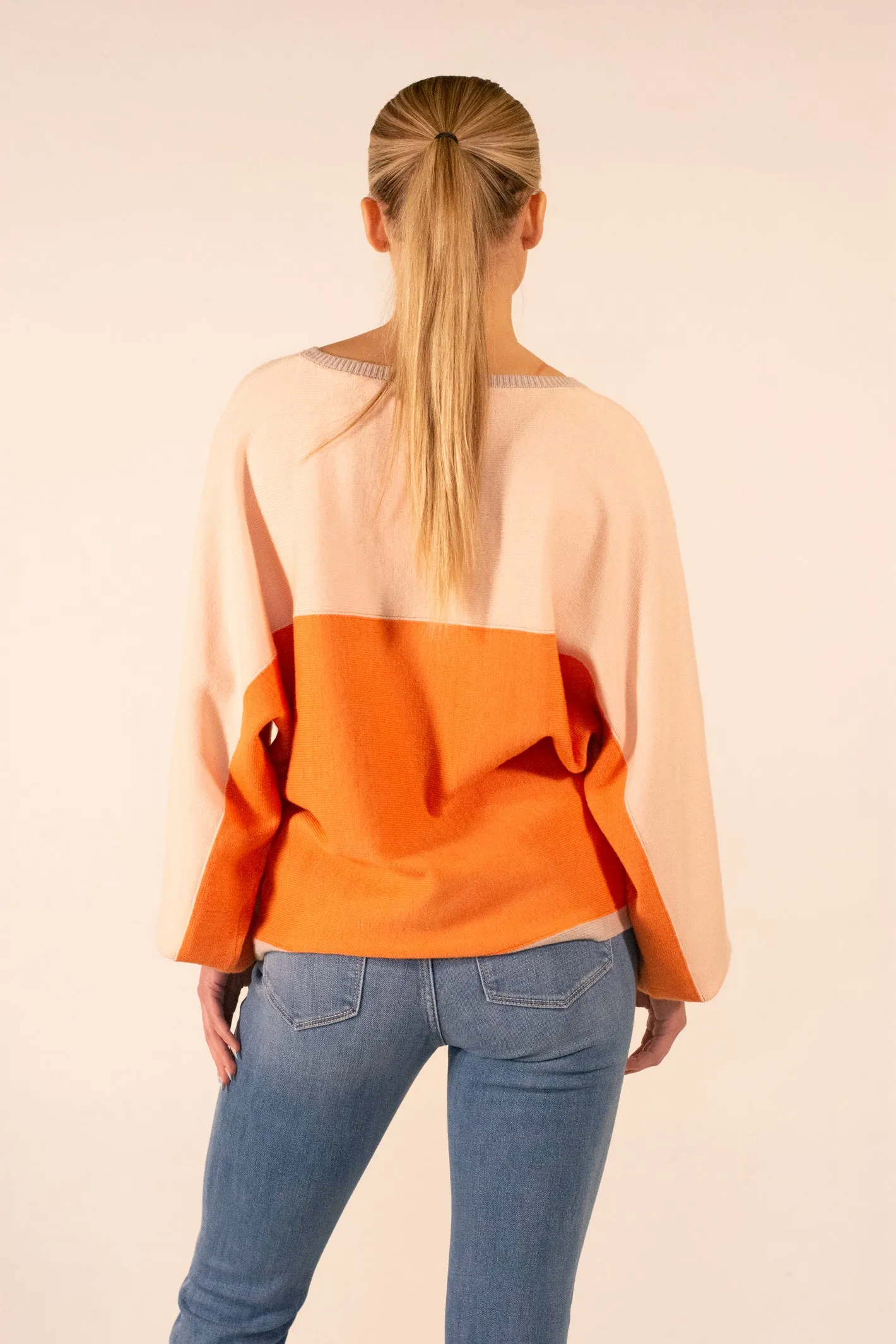 Delightful Beauty Color Block Crew Neck Sweater