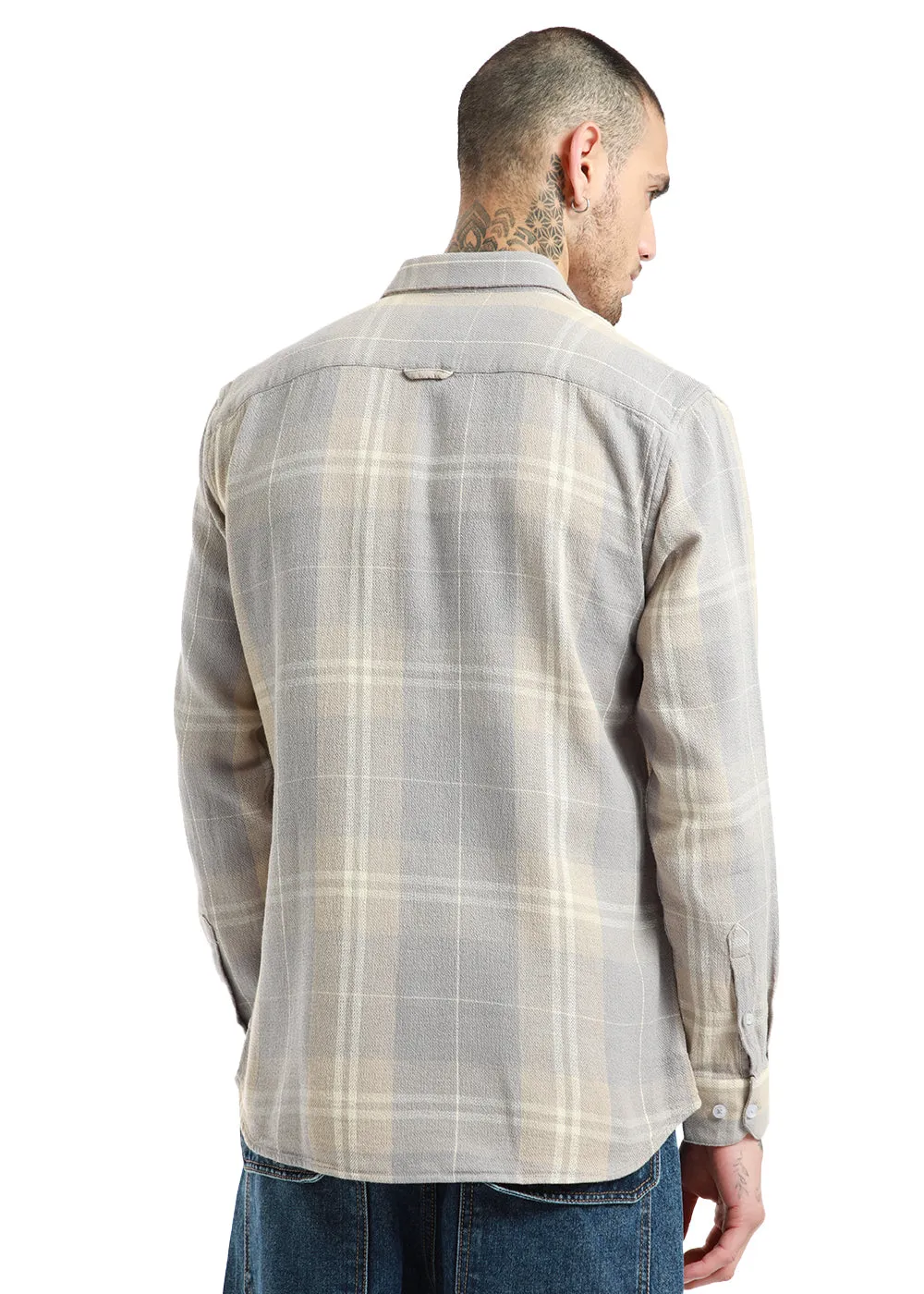 Dobby Light Grey Check Shirt