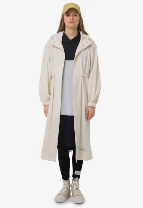 Drawstring Waist Solid Long Outer Jacket