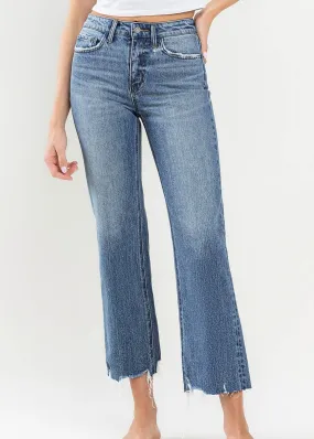 FINAL SALE - Vervet Olivia High Rise Wide Leg Destructed Hem Jeans