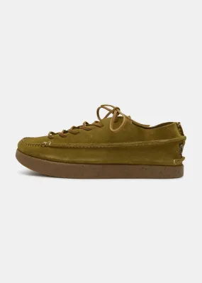 Finn Suede Lace Up Shoe On Negative Heel - Moss