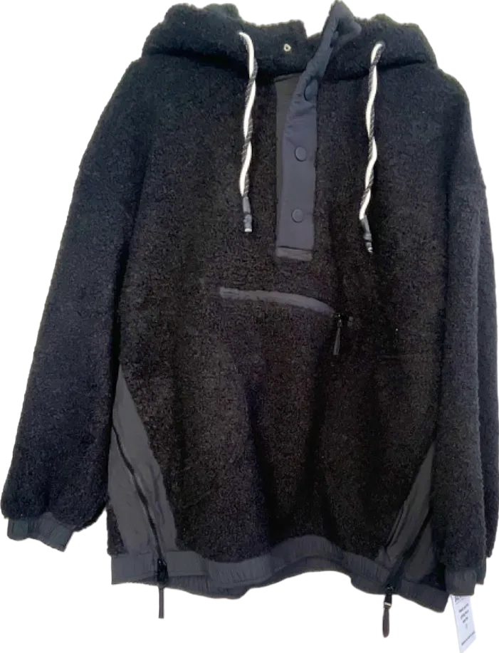 Free People Movement Black Sherpa Fleece Hoodie UK XS