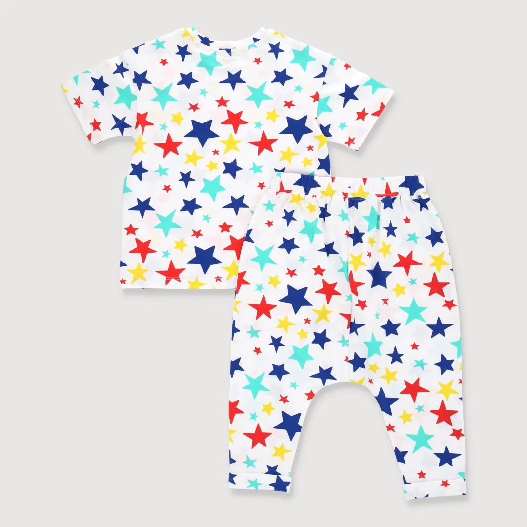 Little Explorer Toddler Boy T-shirt & 3/4 Bottom Set (Rainbow Stars)