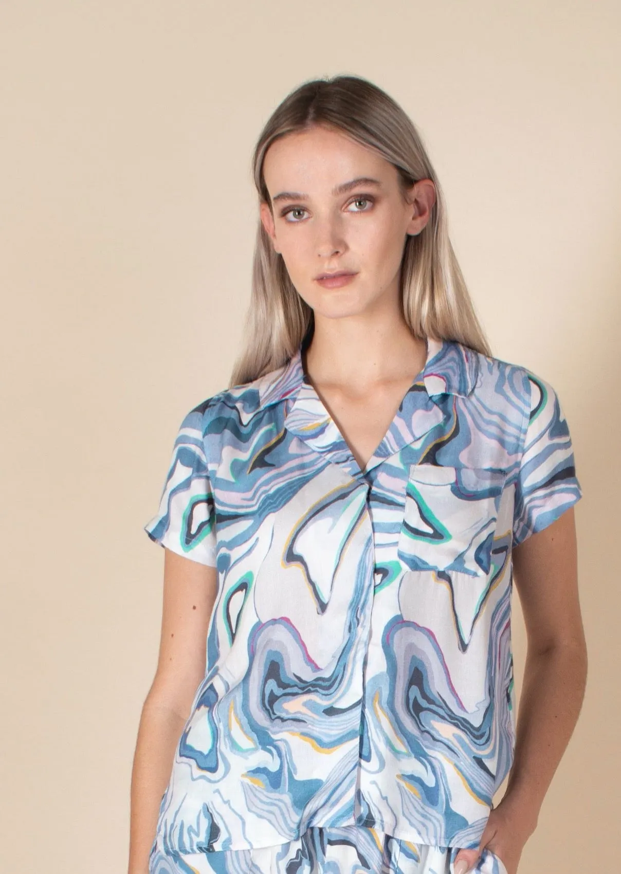 Marble-Lite Printed Shortsleeve Viscose Twill Joe Shirt