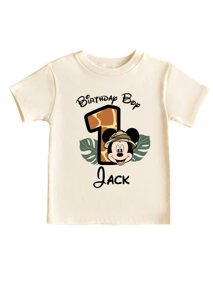 Mickey Safari toddler baby t-shirt,1st birthday, toddler  birthday , white birthday t-shirt, birthday personalized t-shirt.