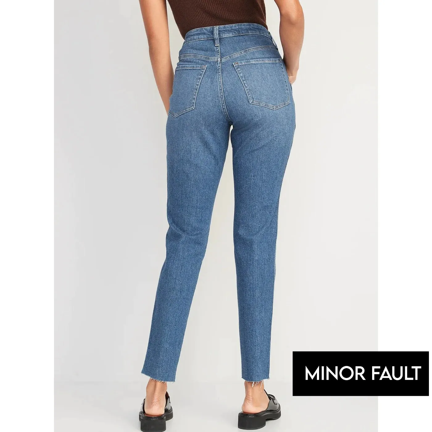 (Minor Fault) High Rise Straight Cut-off Jeans