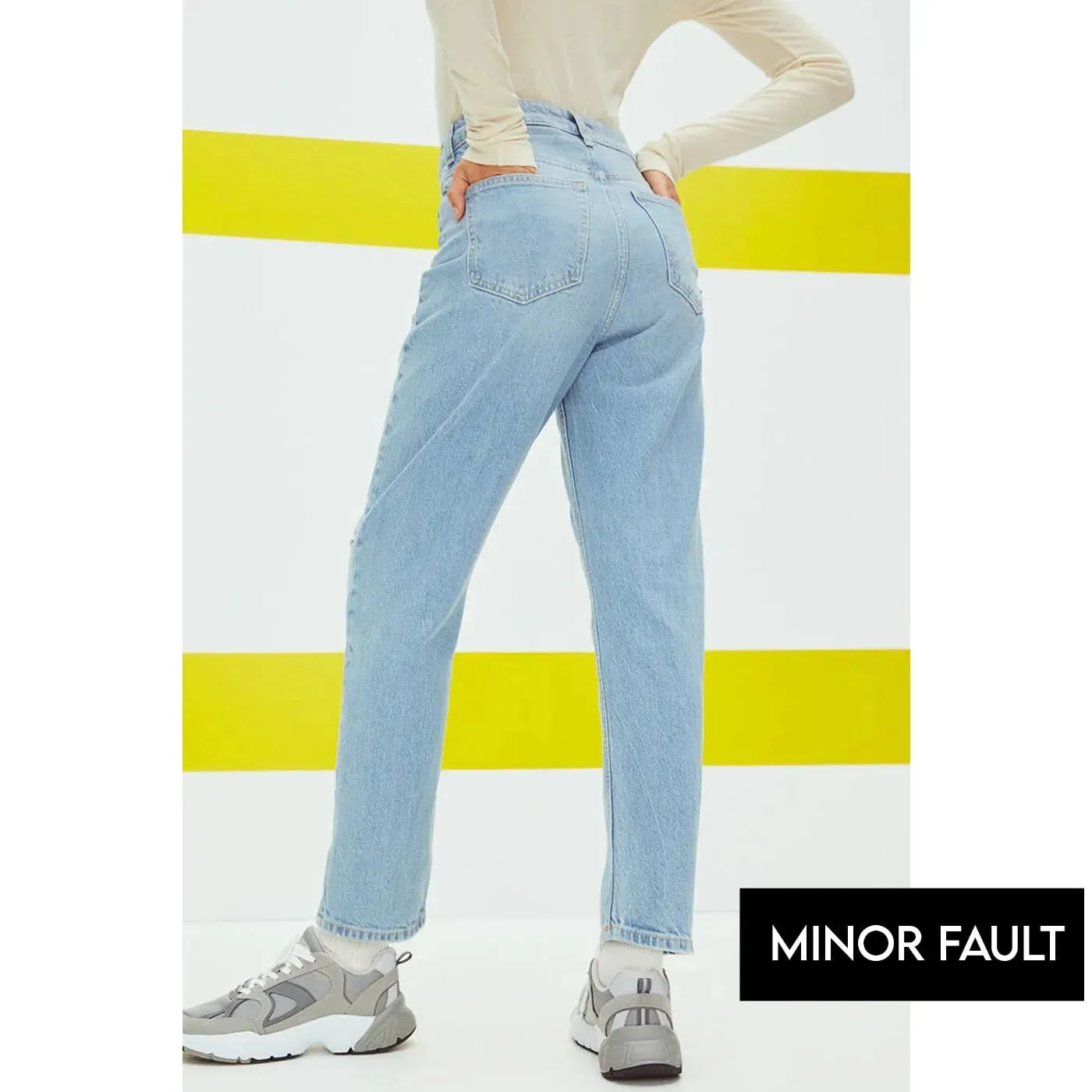 (Minor Fault) Mom Light Blue High Ripped Jeans