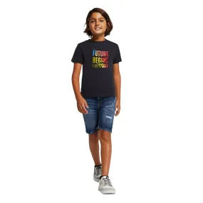 Nukutavake Boys Bermuda Distressed Denim Shorts _Dark Blue 6215-73