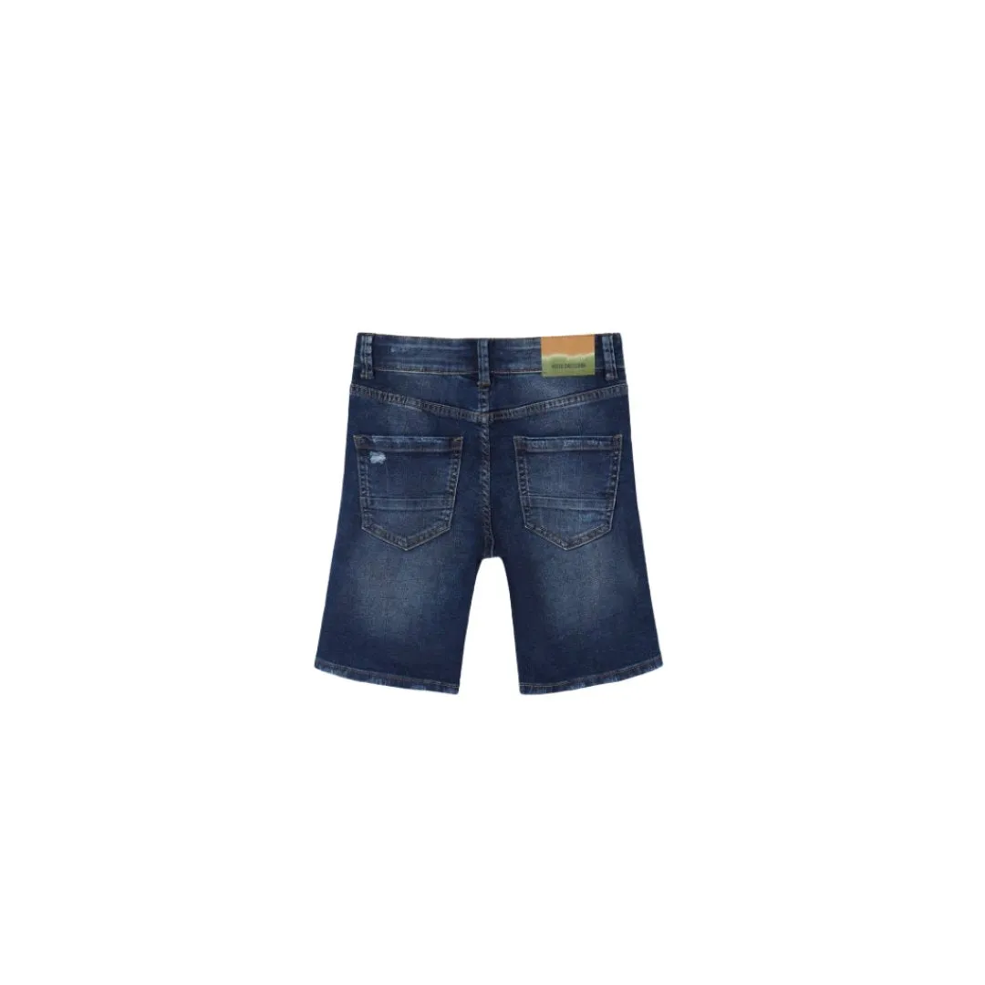 Nukutavake Boys Bermuda Distressed Denim Shorts _Dark Blue 6215-73