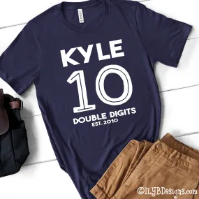 Officially 10 Double Digits 10th Birthday Shirt Personalized