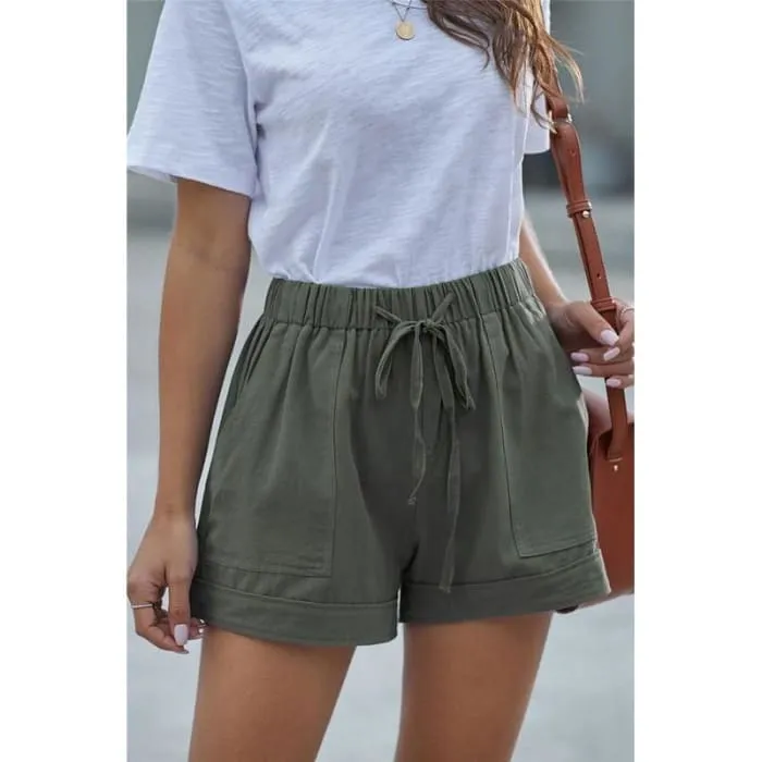 Olive Casual Tencel Shorts