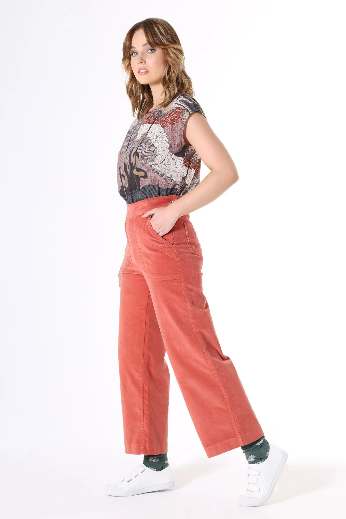 Peggy Fine Cord Pants Salmon