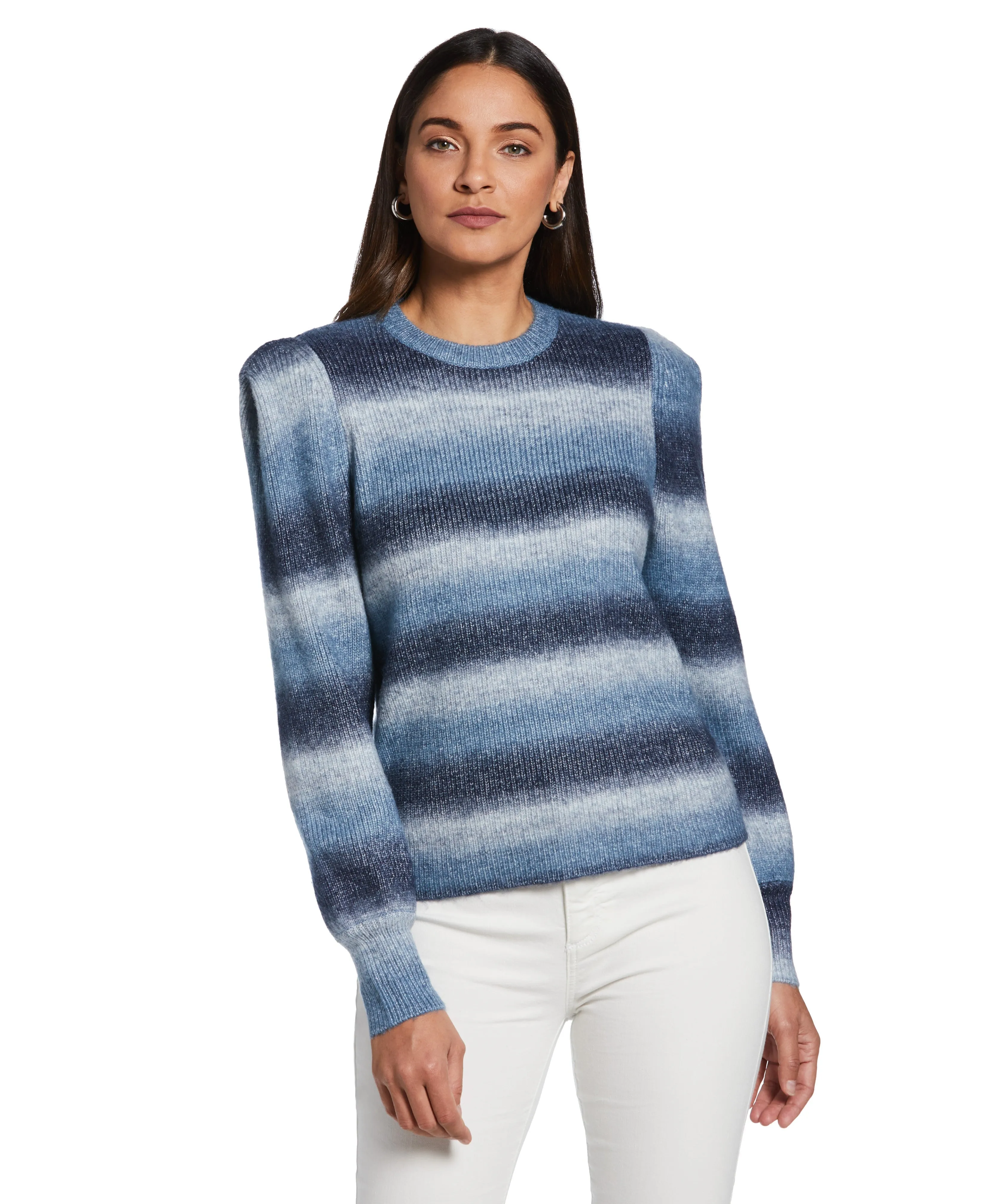 Petite Ombre Stripe Puff Sleeve Sweater