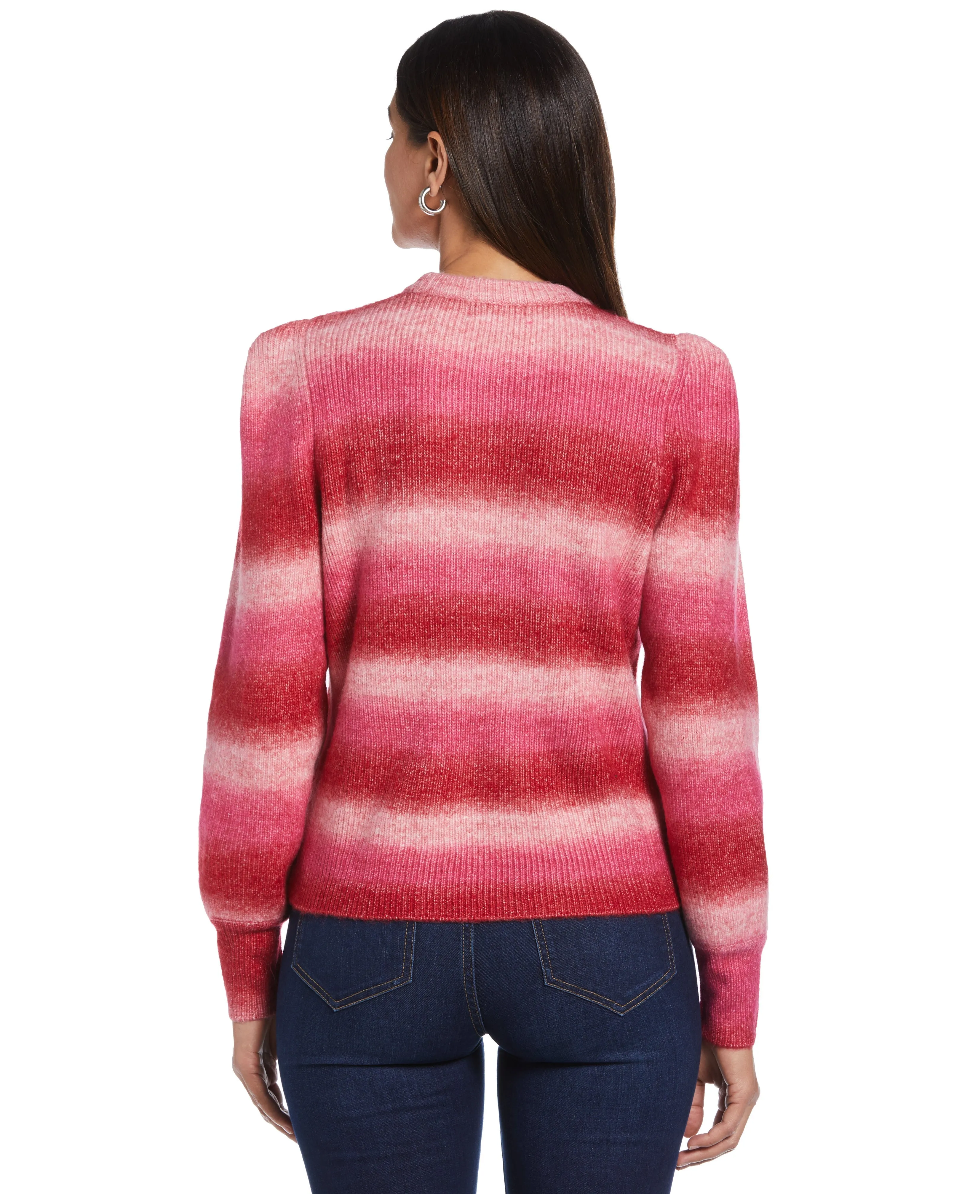 Petite Ombre Stripe Puff Sleeve Sweater