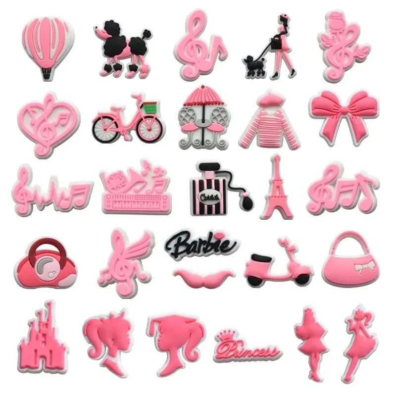 Pink Cute Barbie Doll Girls Series Shoe Charms Cartoon Shoes Accessories Clog Sandal