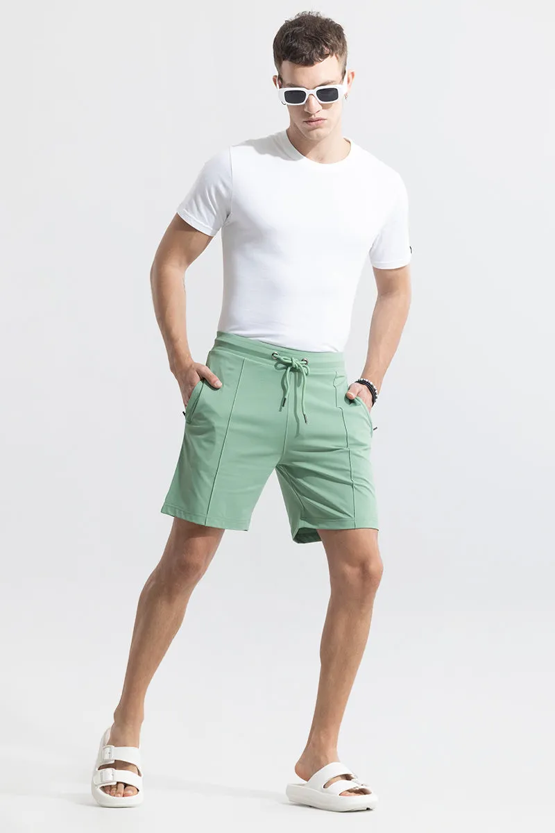 Pleated Green Shorts