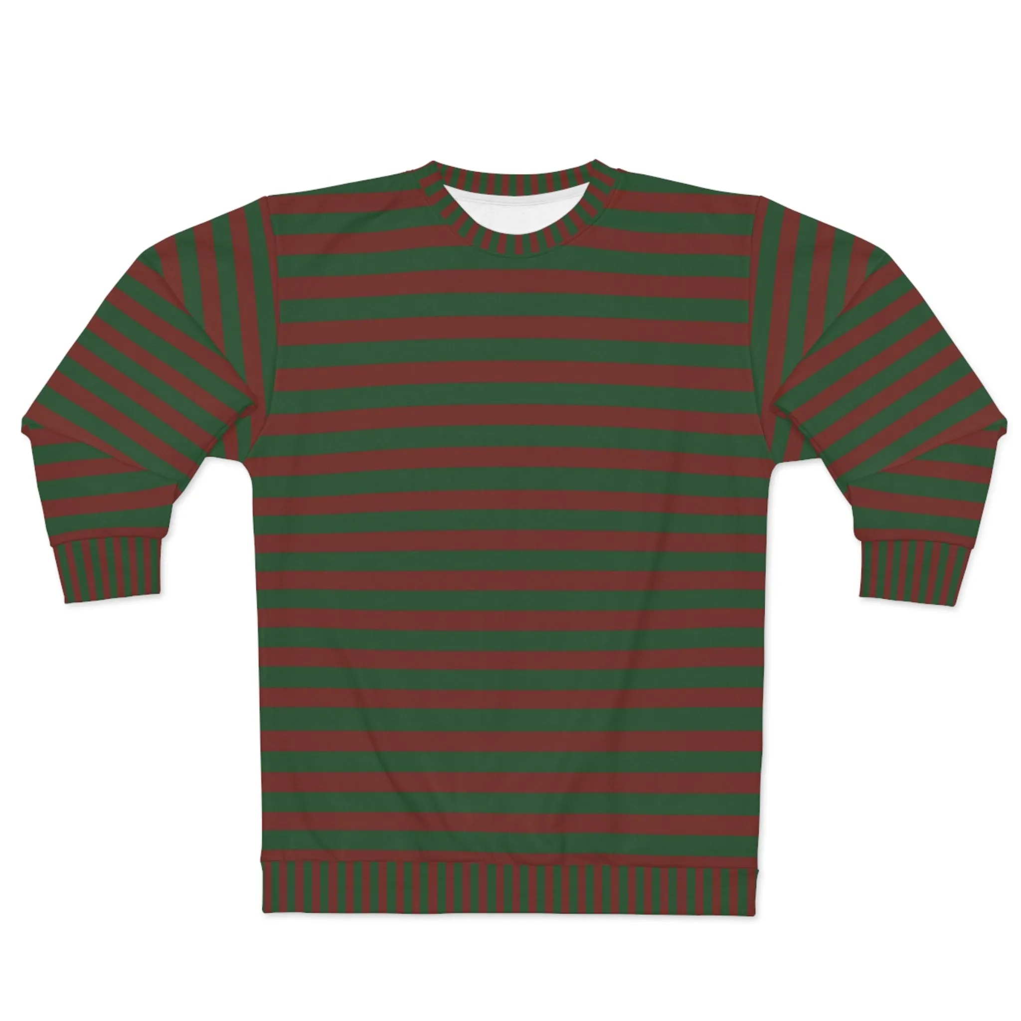 Red And Green Striped Sweater For Men And Women