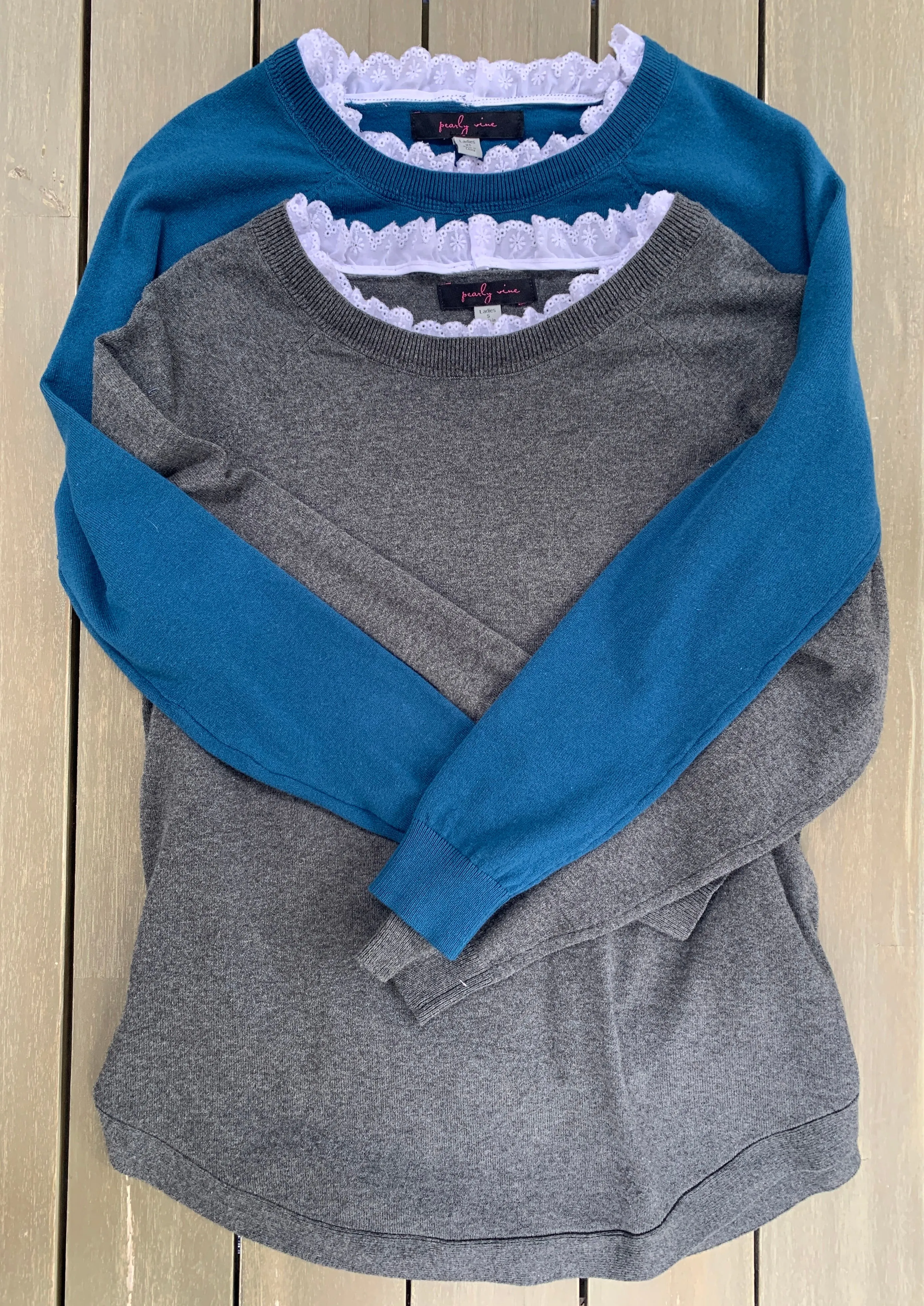 SALE - S ONLY - Peggy Sue - Eyelet Pullover Sweater (SWEY-Teal) *FINAL SALE*