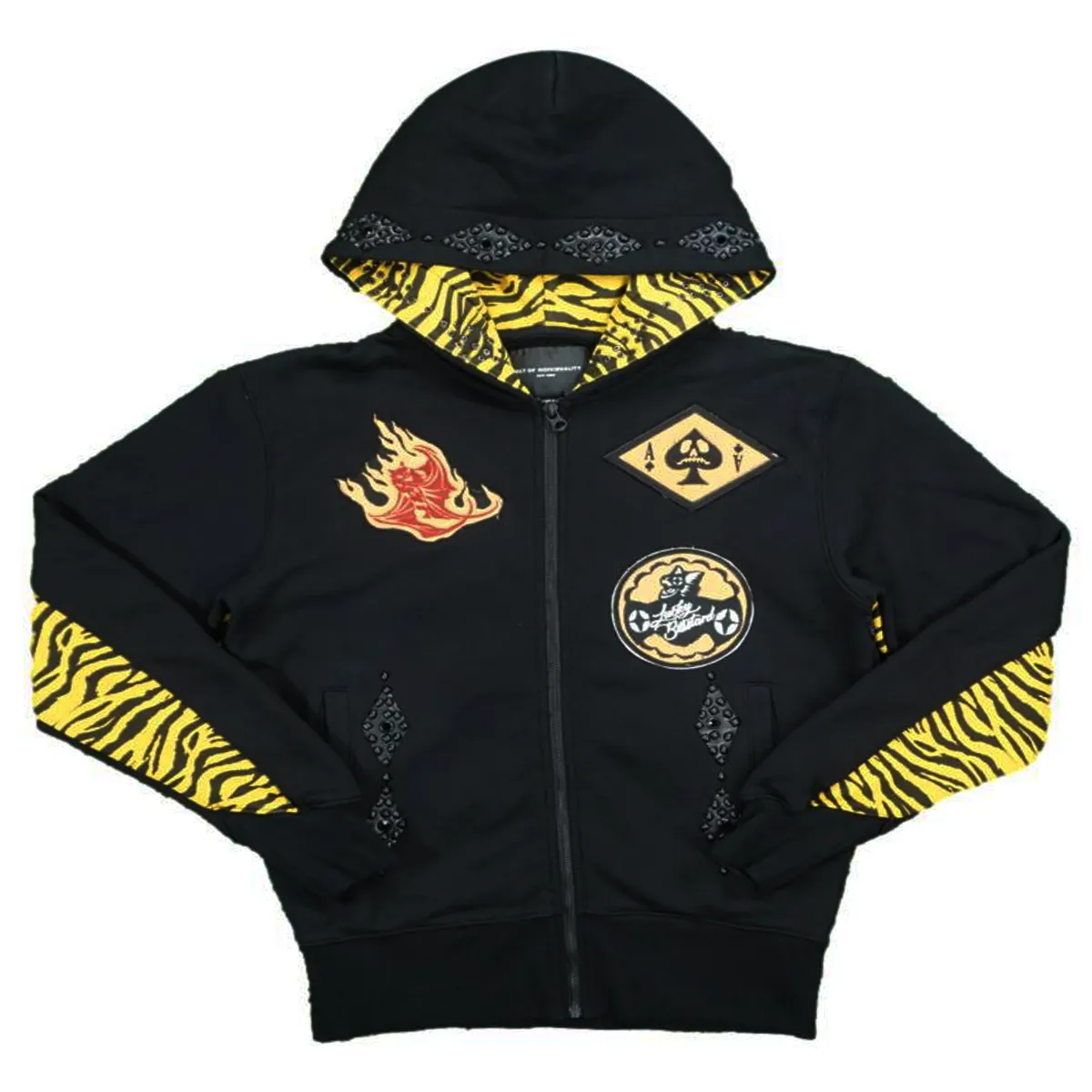 Tiger Patchwork Hoodie (Black) /C1