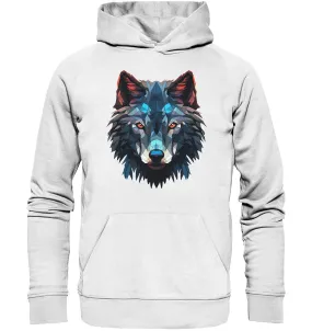 Unisex Bio-Hoodie mit Wolfmotiv "Polygon Wolf"