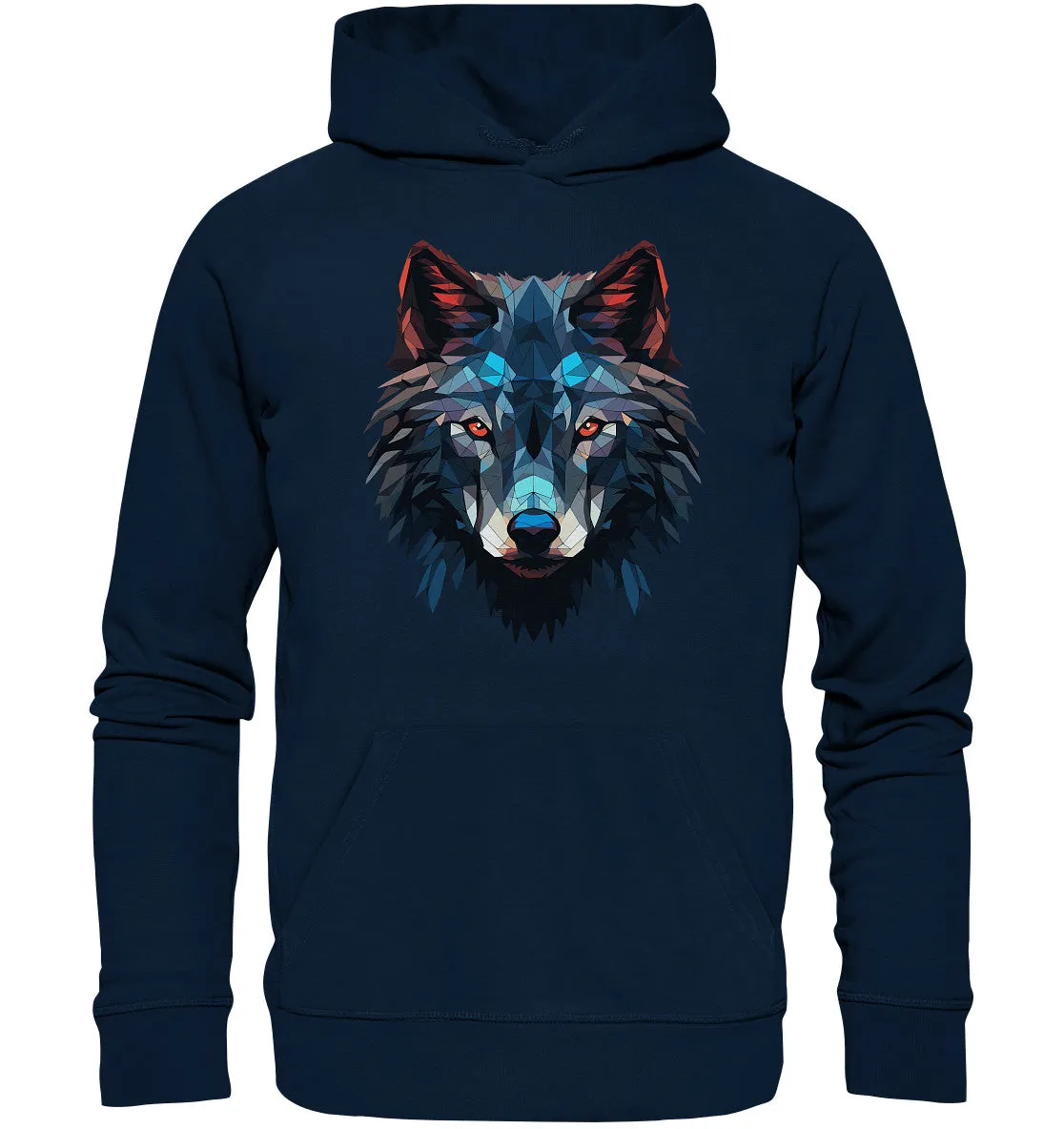 Unisex Bio-Hoodie mit Wolfmotiv "Polygon Wolf"