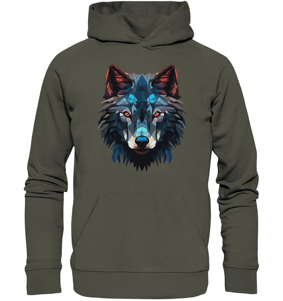 Unisex Bio-Hoodie mit Wolfmotiv "Polygon Wolf"