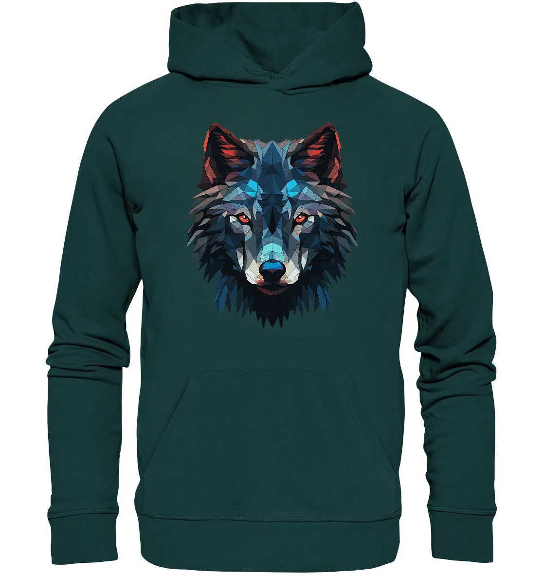 Unisex Bio-Hoodie mit Wolfmotiv "Polygon Wolf"