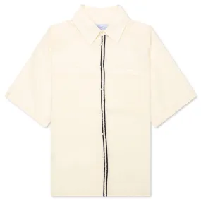 Weave Trim Button Up Shirt - Cream