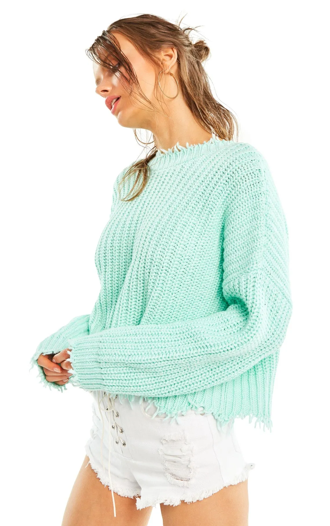 Wildfox Palmetto Sweater Aqua Diver